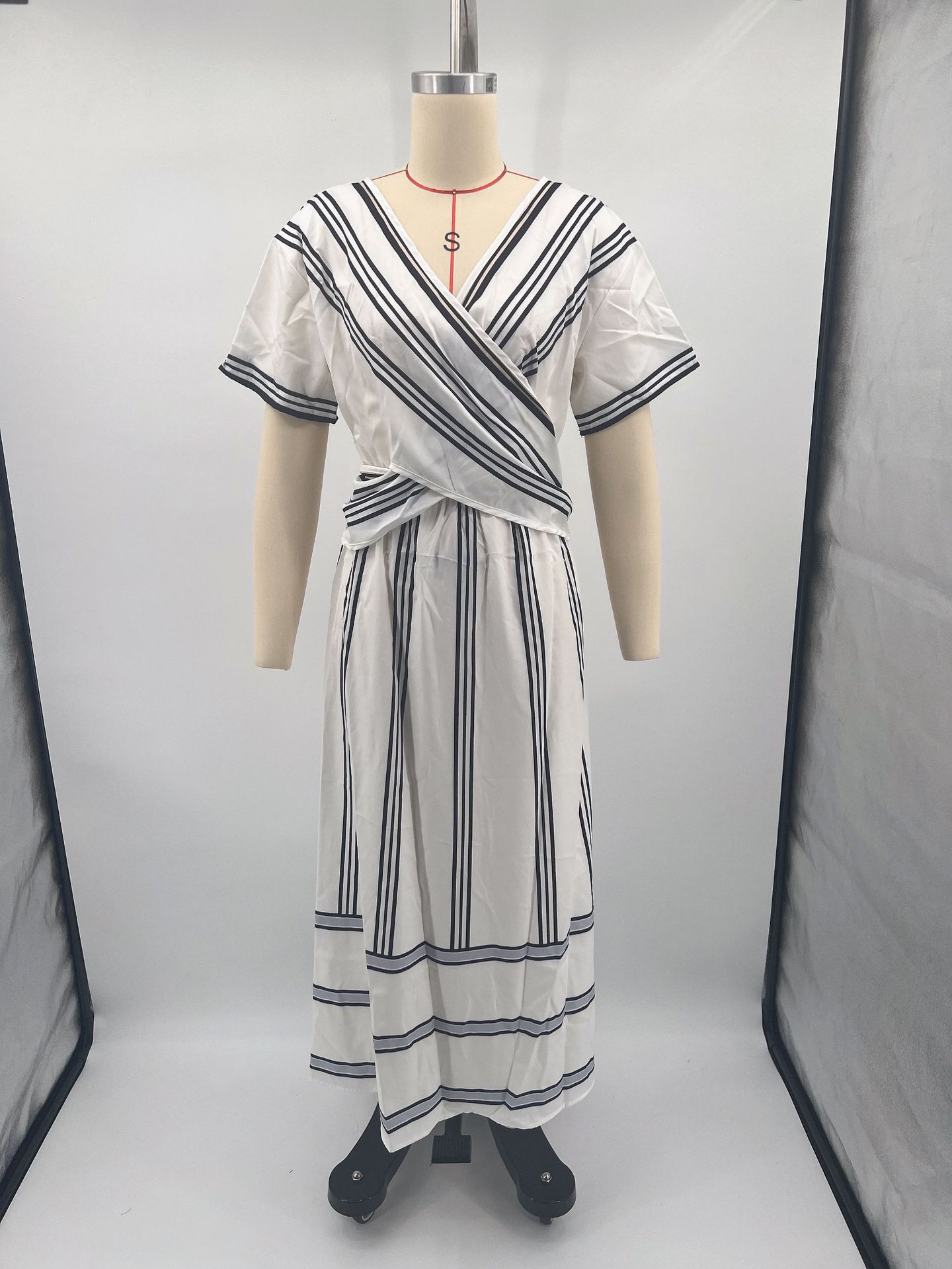 Summer Short Sleeve A-Line Long Dress Woman