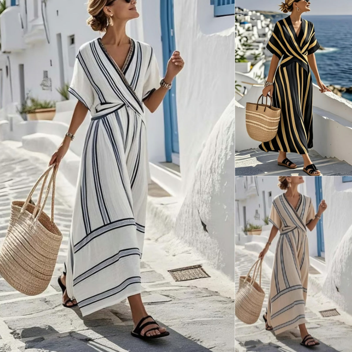 Summer Short Sleeve A-Line Long Dress Woman