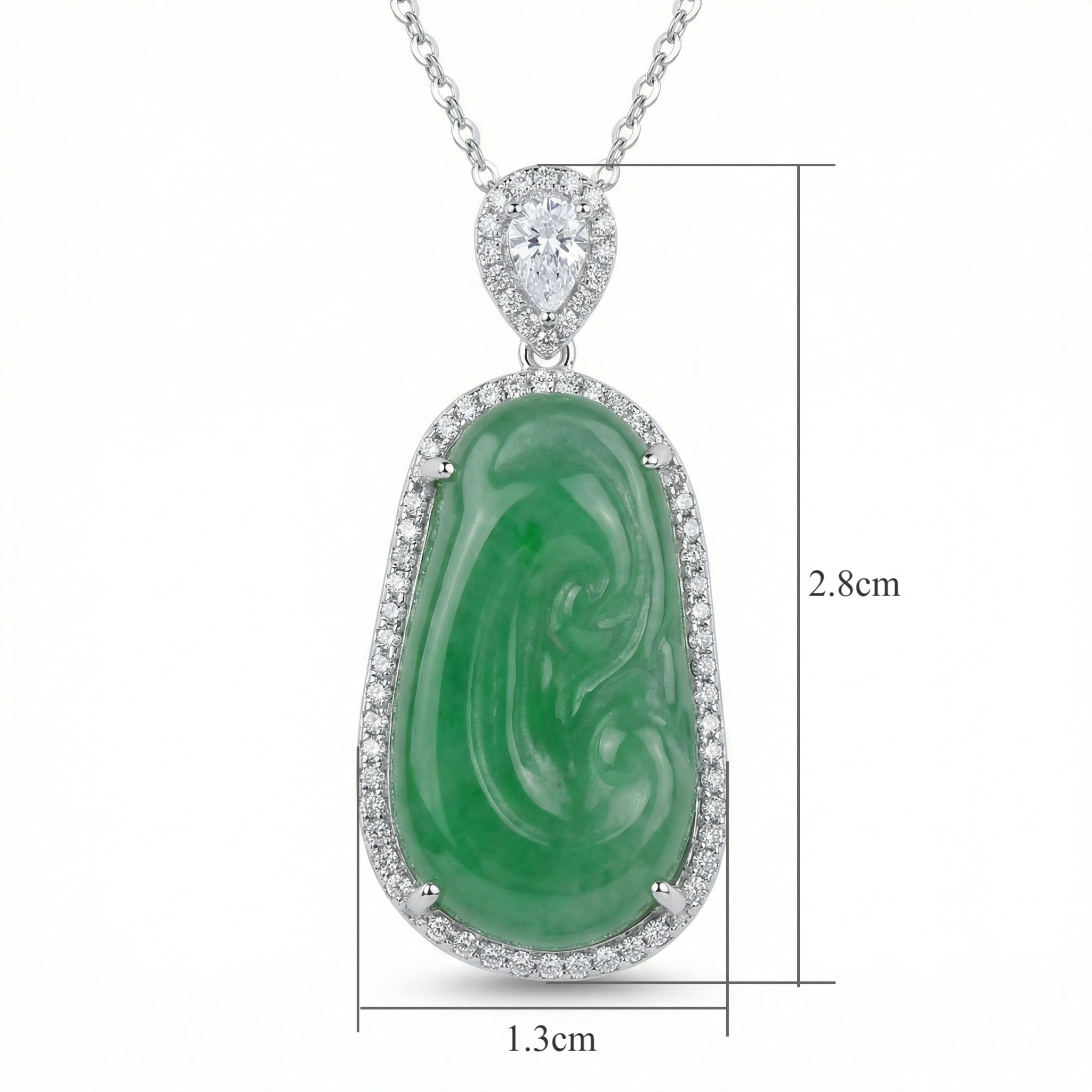 Emerald Glow Jade Pendant Necklace – 925 Sterling Silver 💎